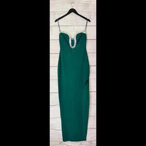 Symphony Emerald Green Jeweled Sweetheart Long Dress Women Size Medium